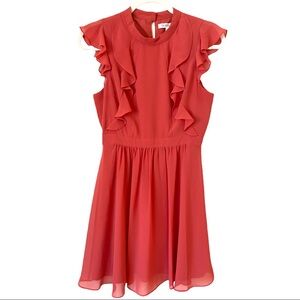 BCBGeneration Sleeveless Ruffle Dress in Antique Garnet Coral